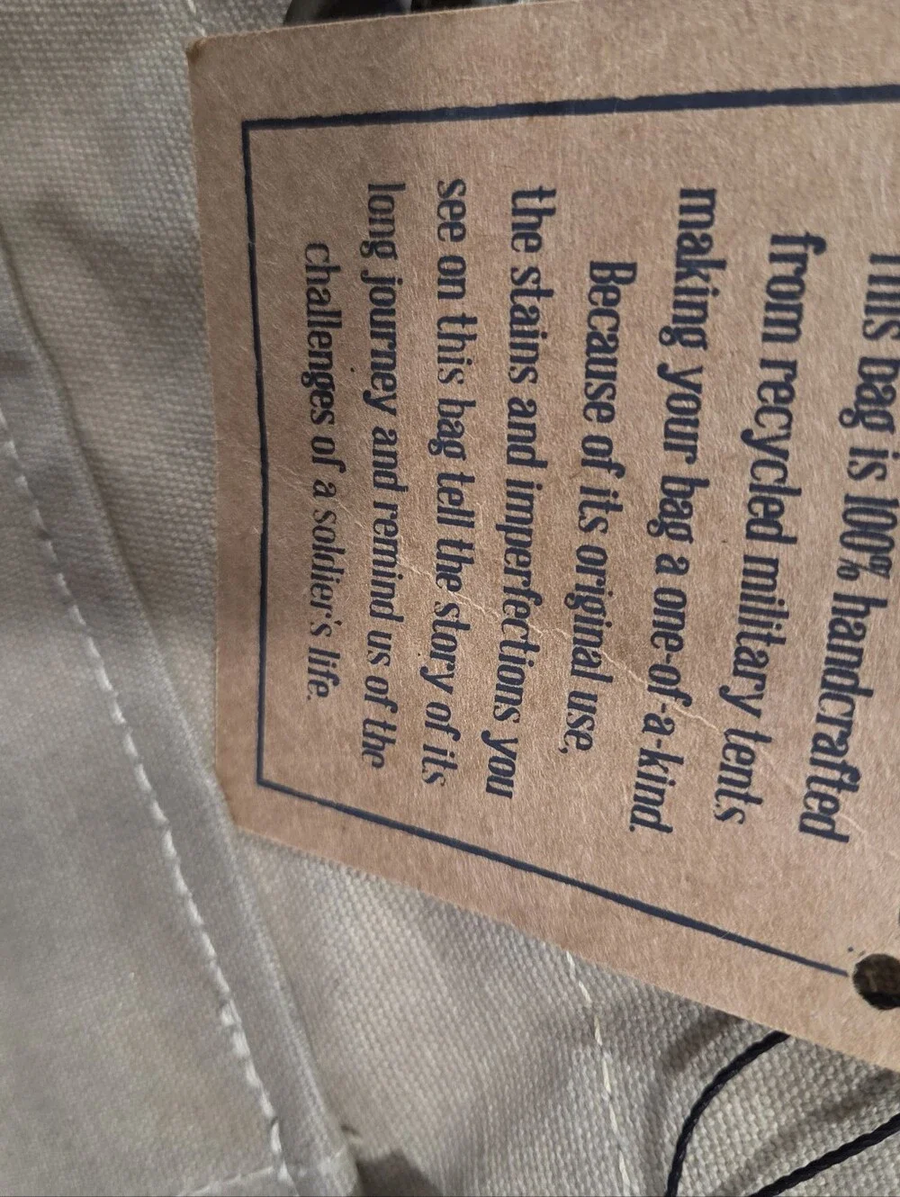 Vintage Addiction Canvas Messenger Bag Made With Army Tents Photo Patch - Tan